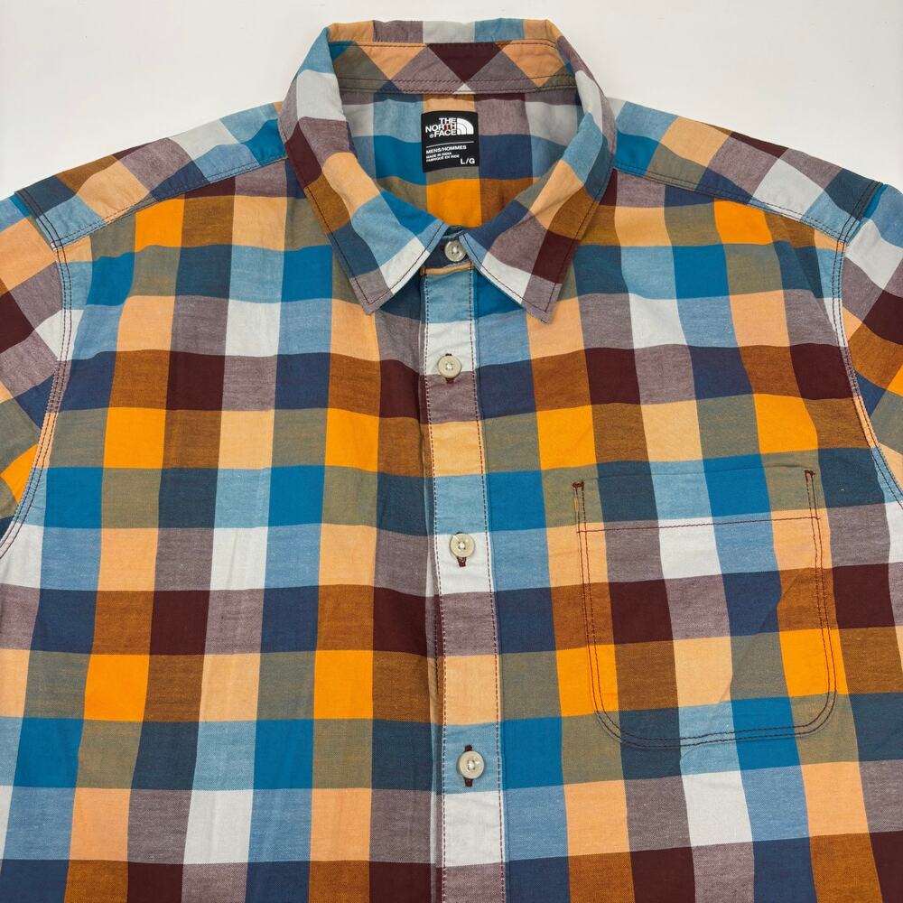 The north Face Mens Large Multicolor Check Plaid Short Sleeve Button Up Shirt